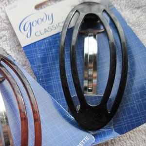 Goody Black Plastic Open Round Oval Hair Barrette Metal Back Closure 2012 04787